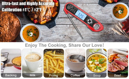 Food Kitchen Digital Meat BBQ Thermometer Dual Probe Design Waterproof Cooking Tools Instant Read Food Thermometer with Alarm and Calibration Function Waterproof Cooking Thermometer for Grilling Baking BBQ Candy Milk