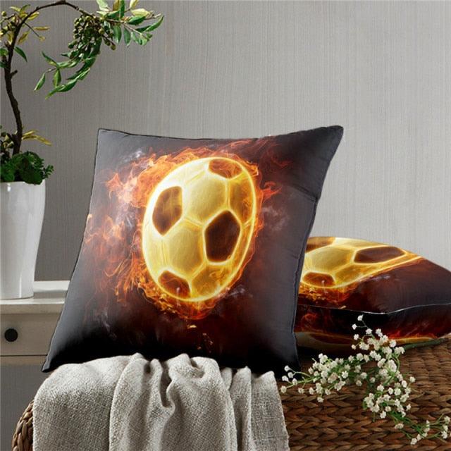 Football Pillow Case Decoration Sofa Cushion Pillow Case Throw Pillow Cover Cool Soccer Ball Art Amazing Football Fire Home Artwork Decor Pillow Case Decoration Car Pillow Case
