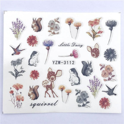 Fox Wolf Animal 3D Embossed Nail Sticker Flower Adhesive Manicure Slider Nail Art Tips Decorations Decals Manicure Design Golden Firework Star Accessories Heart Nail Art Stickers Glitter Decals Love Nail Sequins Laser Heart Nail