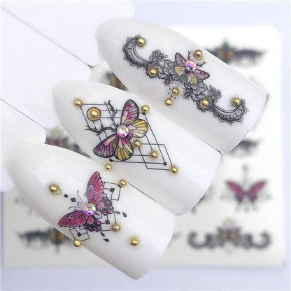 Fox Wolf Animal 3D Embossed Nail Sticker Flower Adhesive Manicure Slider Nail Art Tips Decorations Decals Manicure Design Golden Firework Star Accessories Heart Nail Art Stickers Glitter Decals Love Nail Sequins Laser Heart Nail
