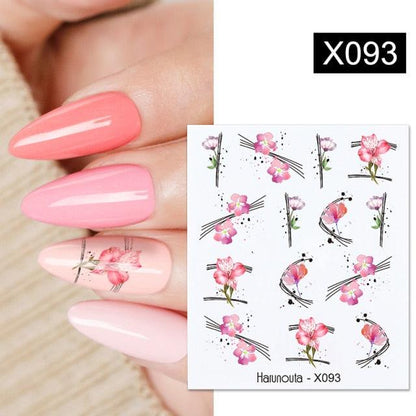 French Line Nail Water Decal Flower Marble Leaf Girl Stickers on Nails Water Ink Transfer Slider Nail Stickers Decor Kids Nails Art Decoration Nail Strips Shiny French Tip Guides Stickers French Nail Stickers Form Fringe Guides