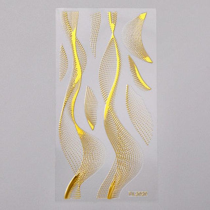 French Rose Gold Striping Tape Nail Design Stripe Lines Geometry 3D Sticker for Nails Gel Polish Sticker Decals for Manicuring Decorations Manicure Stickers Decals Silver Strip Line Nail Decal Self-Adhesive 3D Wave Decal Decoration Metallic Curve Design