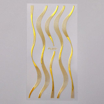 French Rose Gold Striping Tape Nail Design Stripe Lines Geometry 3D Sticker for Nails Gel Polish Sticker Decals for Manicuring Decorations Manicure Stickers Decals Silver Strip Line Nail Decal Self-Adhesive 3D Wave Decal Decoration Metallic Curve Design