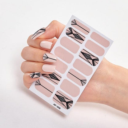 Full Cover Nail Stickers Nail Polish Nail Decoration Nails Sticker Designer Self Adhesive Nail Sticker Creative Nail Art Sticker Sticker Nail Decorations Accessories Metal Curve Stripe Lines Design Letter Nail Sticker Adhesive Decoration Template