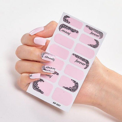 Full Cover Nail Stickers Nail Polish Nail Decoration Nails Sticker Designer Self Adhesive Nail Sticker Creative Nail Art Sticker Sticker Nail Decorations Accessories Metal Curve Stripe Lines Design Letter Nail Sticker Adhesive Decoration Template