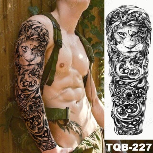 Full Women Man Realistic Waterproof Temporary Tattoo Tiger Stickers Luxury Big Design For Arm Thigh