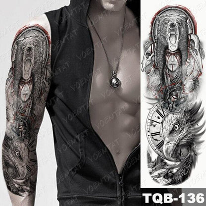 Full Women Man Realistic Waterproof Temporary Tattoo Tiger Stickers Luxury Big Design For Arm Thigh