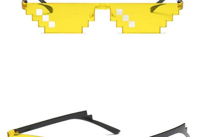 Funny Mosaic Sunglasses For Women New Elegant Vintage Small Frame Glasses For Lady New Retro Shape Metal Design Sunglasses, Men Women Glass 8 Bit Pixel Mosaic Glasses Photo Props Unisex Sunglass