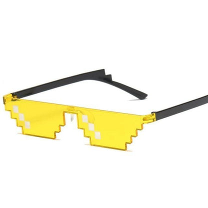 Funny Mosaic Sunglasses For Women New Elegant Vintage Small Frame Glasses For Lady New Retro Shape Metal Design Sunglasses, Men Women Glass 8 Bit Pixel Mosaic Glasses Photo Props Unisex Sunglass