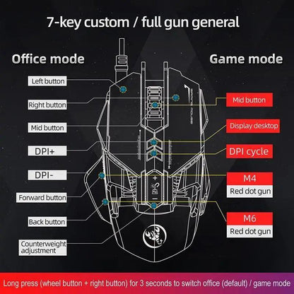 Gaming Ergonomic Wired Mouse 6400DPI Comfortable Game Mouse Optical PC USB Mice