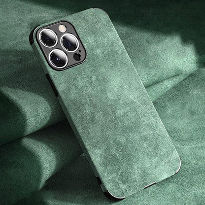 Genuine Vintage Brown Leather Case for iPhone  Luxury PU Leather Case For iPhone 13 12 11 14 Pro Max Mini XR XS X 8 7 Plus SE Soft Silicon Shockproof Phone Cover