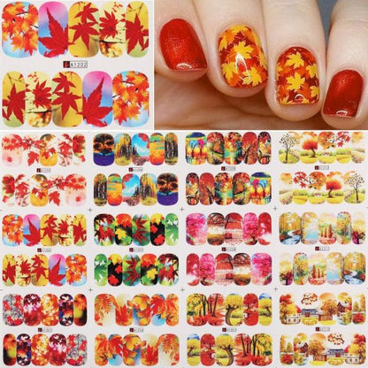 Geometrics Blue Flower Leaves Water Decals Stickers Special Floral Transfer Slider For Nails Decoration Nail Art Stickers Black White Flower Palm Leaf Nail Self-Adhesive Decals Nail Stickers Water Transfer Fresh Nail Decals for Nail Art Butterfly Palm