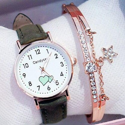 Girl Cute Watch Analog Childrens Quartz Comfortable Watch Girl Elementary School Fashion Girl Analog Watch Unisex Wrist Watches Stainless Steel Dial Leather Strap Watches Quartz Fashion Watch