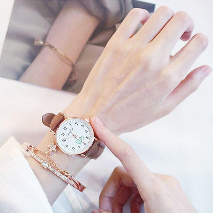 Girl Cute Watch Analog Childrens Quartz Comfortable Watch Girl Elementary School Fashion Girl Analog Watch Unisex Wrist Watches Stainless Steel Dial Leather Strap Watches Quartz Fashion Watch