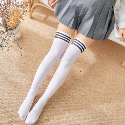 Girls Fashion School Student Socks Opaque Over Knee Thigh High Elastic Stockings for Women