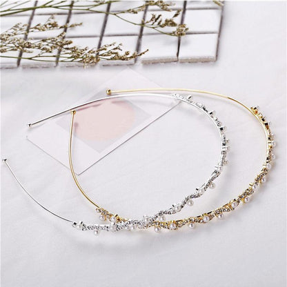 Girls Shiny Luxury Rhinestone Hair Band High Quality Diamond Pearls Hair Hoop Accessories for Women Crystal Headbands Ornaments
