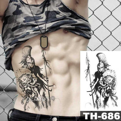 Gladiator Temporary Tattoo Sticker Flower Waterproof Big Modern Womens Mens Body Tattoo Luxury Design
