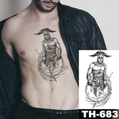 Gladiator Temporary Tattoo Sticker Flower Waterproof Big Modern Womens Mens Body Tattoo Luxury Design