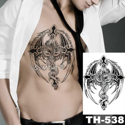 Gladiator Temporary Tattoo Sticker Flower Waterproof Big Modern Womens Mens Body Tattoo Luxury Design