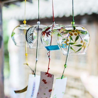 Glass Wind Chimes Japanese-Style Wind Chime Simple And Beautiful Label Pendnat Wind Bells Japanese Glass Wind Chime Handmade Pendants For Birthday Gift and Home Decors