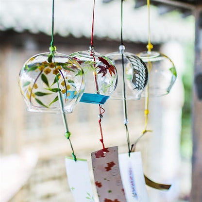 Glass Wind Chimes Japanese-Style Wind Chime Simple And Beautiful Label Pendnat Wind Bells Japanese Glass Wind Chime Handmade Pendants For Birthday Gift and Home Decors