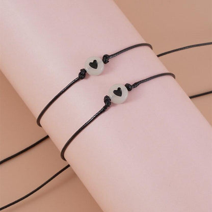 Glow In Dark Hand Bracelets With Luminous Bead Matching Friendship Bracelets Gift Luminous Acrylic Friendship Card Bracelet Set Couples Matching Bracelets Friendship Jewelry For Valentine's Day Mother's Day