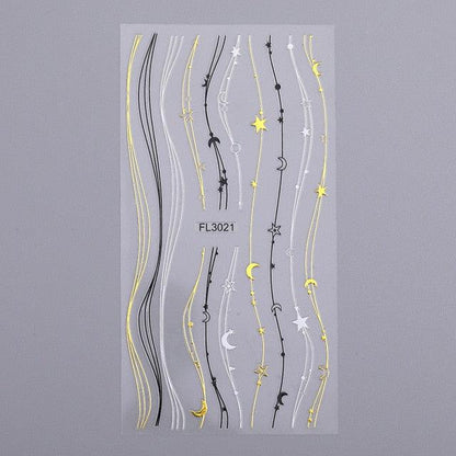 Gold 3D Nail Sticker Curve Stripe Lines Nails Stickers Gradient Adhesive Striping Tape Nail Foil Nail Art Stickers Decals Silver Strip Line Nail Decal Self-Adhesive 3D Wave Decal Decoration Metallic Curve Design Decoration for Women Girls
