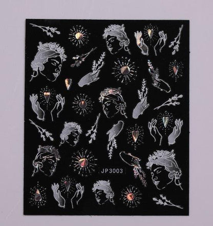 Gold Christmas Snowflake 3D Nail Stickers Sparkly Iridescent Silver Xmas Tree Elk Deer Transfer Sliders Winter Nails Accessories Design Decor Tip Transfer Nail Decals Sticker For Pretty Girl Self-Adhesive Nail Decals Designer Nail Stickers