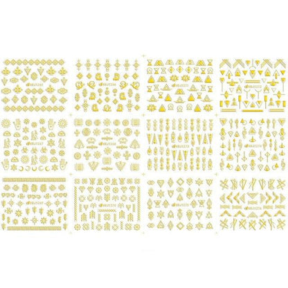 Gold Moon Star 3D Nail Stickers Ultra-thin Adhesive Decals Nail Art Decorations Stamping Manicure Nails Stickers Tool 3d Nail Decal Stickers Manicure Nail Art Decoration Accessories Holographic Old English Character Nail Self-Adhesive Sticker
