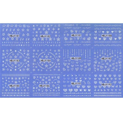 Gold Moon Star 3D Nail Stickers Ultra-thin Adhesive Decals Nail Art Decorations Stamping Manicure Nails Stickers Tool 3d Nail Decal Stickers Manicure Nail Art Decoration Accessories Holographic Old English Character Nail Self-Adhesive Sticker