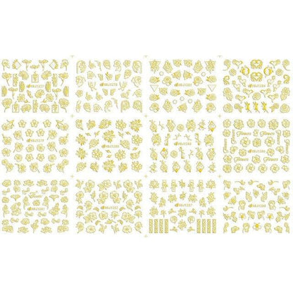 Gold Moon Star 3D Nail Stickers Ultra-thin Adhesive Decals Nail Art Decorations Stamping Manicure Nails Stickers Tool 3d Nail Decal Stickers Manicure Nail Art Decoration Accessories Holographic Old English Character Nail Self-Adhesive Sticker