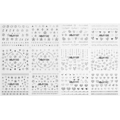 Gold Moon Star 3D Nail Stickers Ultra-thin Adhesive Decals Nail Art Decorations Stamping Manicure Nails Stickers Tool 3d Nail Decal Stickers Manicure Nail Art Decoration Accessories Holographic Old English Character Nail Self-Adhesive Sticker