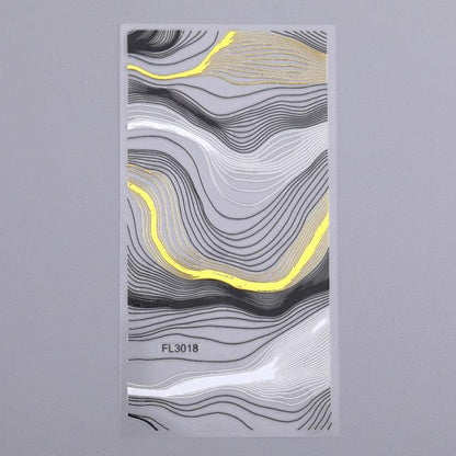 Gold Silver 3D Nail Sticker Curve Stripe Lines Nails Stickers Gradient Adhesive Striping Tape Nail Art Stickers Decal Decoration Metallic Curve Strip Line Nail Decal Self-Adhesive 3D Wave Design Decoration for Women Girls