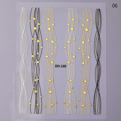 Gold Silver 3D Nail Sticker Curve Stripe Lines Nails Stickers Gradient Adhesive Striping Tape Nail Art Stickers Decal Decoration Metallic Curve Strip Line Nail Decal Self-Adhesive 3D Wave Design Decoration for Women Girls