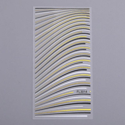 Gold Silver 3D Nail Sticker Curve Stripe Lines Nails Stickers Gradient Adhesive Striping Tape Nail Art Stickers Decal Decoration Metallic Curve Strip Line Nail Decal Self-Adhesive 3D Wave Design Decoration for Women Girls