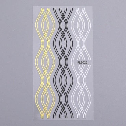 Gold Silver 3D Nail Sticker Curve Stripe Lines Nails Stickers Gradient Adhesive Striping Tape Nail Art Stickers Decal Decoration Metallic Curve Strip Line Nail Decal Self-Adhesive 3D Wave Design Decoration for Women Girls