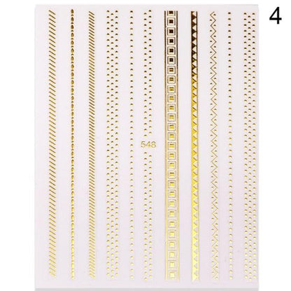 Gold Silver 3D Nail Sticker Curve Stripe Lines Nails Stickers Gradient Adhesive Striping Tape Nail Art Stickers Decal Decoration Metallic Curve Strip Line Nail Decal Self-Adhesive 3D Wave Design Decoration for Women Girls