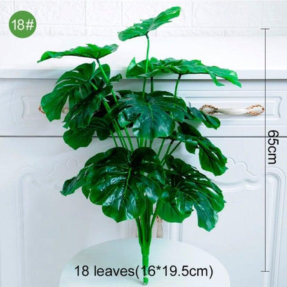 Green Artificial Palm Leaves Plastic Tropical Tree Fake  Indoor Outdoor Garden Home Outdoor Decorations