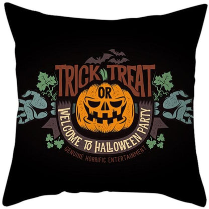 Halloween Cushion Cover Horror Pumpkin Printed Pillow Case Orange And Black Pillow Cover Pumpkin Farmhouse Deco Happy Halloween Decorative Pillow Case For Home  45x45CM
