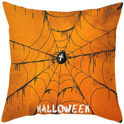 Halloween Cushion Cover Horror Pumpkin Printed Pillow Case Orange And Black Pillow Cover Pumpkin Farmhouse Deco Happy Halloween Decorative Pillow Case For Home  45x45CM