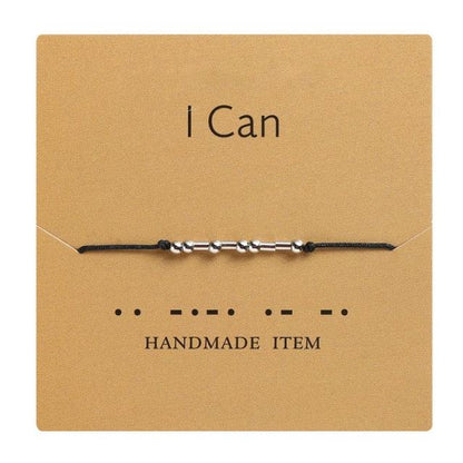 Handmade Beads Black String Bracelet With I Love You Lettering Cardboard Creative Charm Jewelry Couples Matching Bracelets Gifts For Couples Mom Daughter Best Friend 16-25cm