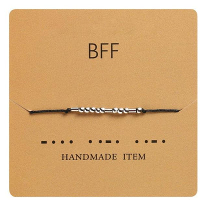 Handmade Beads Black String Bracelet With I Love You Lettering Cardboard Creative Charm Jewelry Couples Matching Bracelets Gifts For Couples Mom Daughter Best Friend 16-25cm