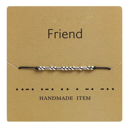 Handmade Beads Black String Bracelet With I Love You Lettering Cardboard Creative Charm Jewelry Couples Matching Bracelets Gifts For Couples Mom Daughter Best Friend 16-25cm