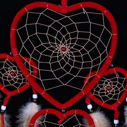 Handmade Dream-catcher Traditional Heart Dream Catching Ornaments Feather Ornaments Wall Car Hanging Wind Chimes Ornaments Home Hanging Room Birthday Decoration For Mom Pendants Ornaments