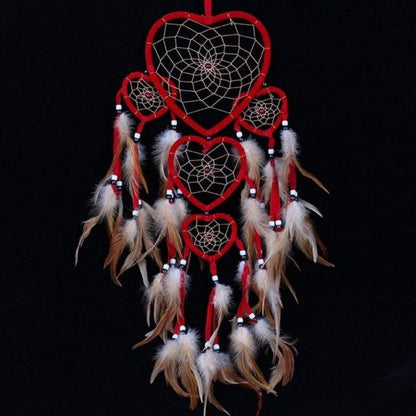 Handmade Dream-catcher Traditional Heart Dream Catching Ornaments Feather Ornaments Wall Car Hanging Wind Chimes Ornaments Home Hanging Room Birthday Decoration For Mom Pendants Ornaments