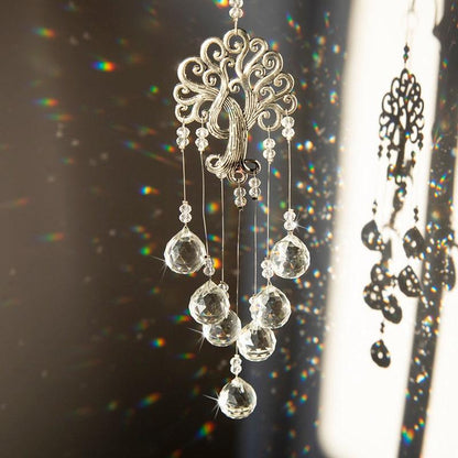 Hanging Crystal With Ball Prism Rainbow Maker Tree of Life Decor For Garden Window Rainbow Maker with Chain for Easy Hanging Outdoor Home Kids Room Window