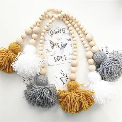 Hanging Nordic Wooden Beads Ornament Double Star Moon Kids Room Decoration Baby Crib Tent Hanging Pendant Wall Decor Photography Props Baby Mobile For Crib Moon and Stars Baby Nursery Ceiling Crib Mobile Kids Room Hanging Decor