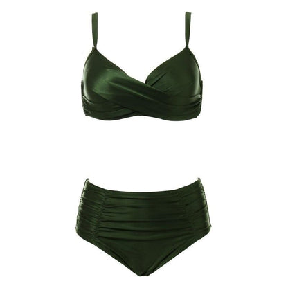 High Waist Bikinis Women Swimwear Summer Solid Color High-Grade Fabric Bikini Set Women's High Waist Swimsuit 2 Piece Bathing Suits Bikini Plus Size Swimwear Bathing Suit