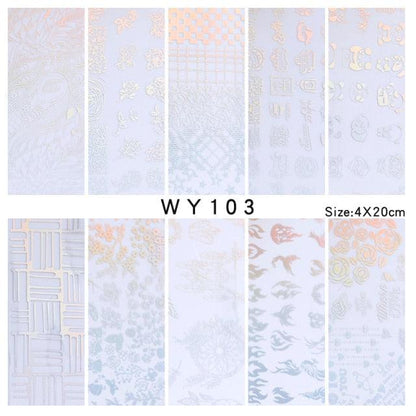 Holographic Nail Foil Transfer Set Sticker Decal Nail Art Foils Designer Marble Nail Decoration Sliders Wraps Manicure  Women Kids Girls Manicure Decoration Nail Art Supplies 3D Self-Adhesive Nail Decals Designer Nail Stickers for Acrylic Nails
