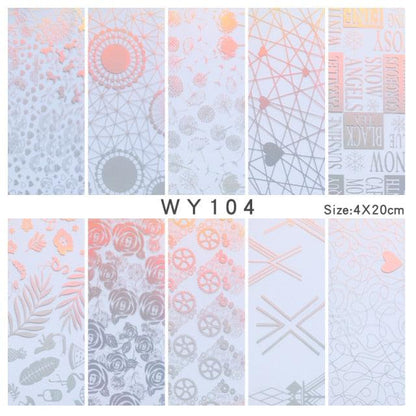 Holographic Nail Foil Transfer Set Sticker Decal Nail Art Foils Designer Marble Nail Decoration Sliders Wraps Manicure  Women Kids Girls Manicure Decoration Nail Art Supplies 3D Self-Adhesive Nail Decals Designer Nail Stickers for Acrylic Nails